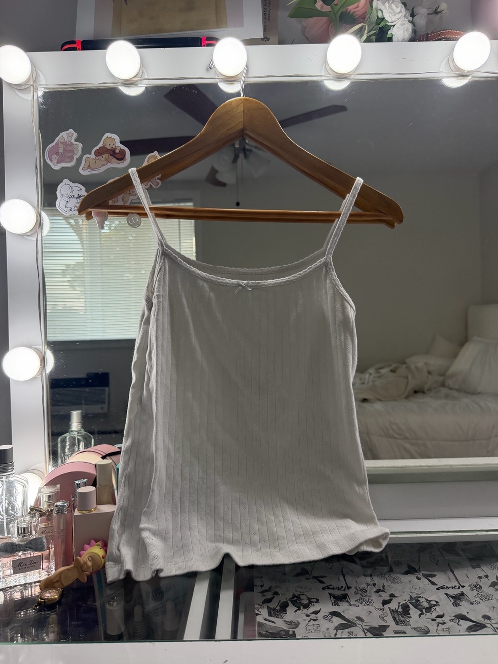 White Pointelle Brandy Melville Tank Top